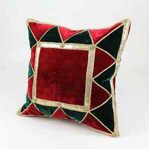 Nutcracker Theme Christmas Pillow, Designer Luxury, Red and Green, 18" x 18"