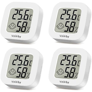 Vaikby Mini Digital Thermometer Hygrometer Innen 4 Stück, Raumthermometer Zimmer