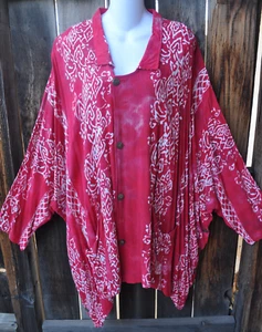 SALE! ART TO WEAR LAGENLOOK 702 TUNIC/JACKET IN RUBY BY MISSION CANYON,90"B,OS+ - Picture 1 of 4