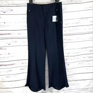 Calvin Klein Jeans Pants Womens Size 12 Blue Wide Leg Trousers Stripes NWT - Picture 1 of 12