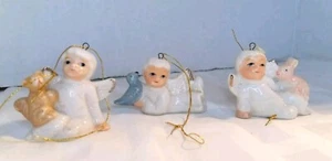 Vintage Taiwan 60s Christmas Around The World Angel Ornaments Bone China Mini - Picture 1 of 8