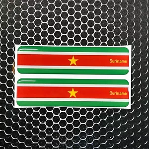 Suriname Flag Domed Decal Car Emblem 3D 4"x1" Set of 2 Stickers Paramaribo - Imagen 1 de 8