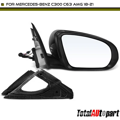 Черное хромированное зеркало с электроприводом и подогревом для Mercedes-Benz C300 C63 AMG правостороннее пассажирское - Изображение 1 из 4