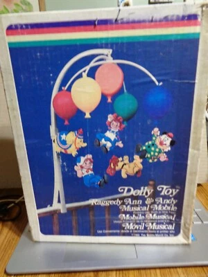 VINTAGE RAGGEDY ANN & ANDY MOBILE #613 DOLLY TOY'S MUSICAL PLAYS BALLOON CIRCUS - Image 1 of 4