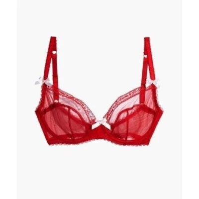Sujetador completo AGENT PROVOCATEUR / Edita je t’aime rojo malla transparente con aros 36 D Foto 1 de 4