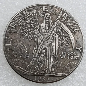 Challenge Coin 1936 US Grim Razziatore regalo falce vintage replica souvenir libertà - Foto 1 di 5