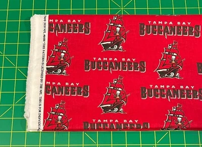 Tampa Bay Buccaneers Red Fabric, HALF YARD, Football 100% Cotton Fabric Washed - Image 1 of 2