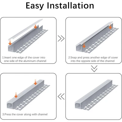 Perfil de canal de aluminio LED de yeso con soporte empotrado sin brida Foto 1 de 4