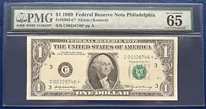 1969 One Dollar Federal Reserve STAR NOTE $1 PMG GEM UNC 65 EPQ #77811 - Picture 1 of 2