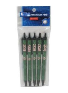 NBA Milwaukee Bucks Disposable Click Pens 5 Count (Pack of 1)