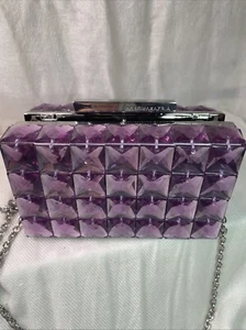 BCBG MAXAZRIA Lulu Faceted Square Jewel Embellished  Clutch Purse - Picture 1 of 19