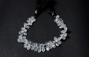 Natural Rainbow Moonstone Pear Almond Faceted 5x9-6x10mm Beads 7"inch Strand - Picture 1 of 6