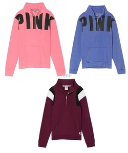 VICTORIA'S SECRET PINK CAMPUS QUARTER-ZIP LOGO S-M NWT - Picture 1 of 6