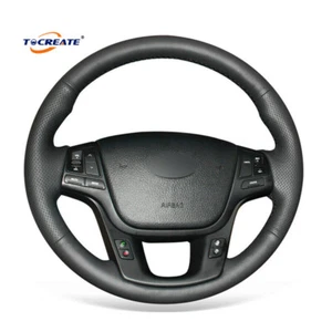 Black PU Leather Steering Wheel Cover for Kia Sorento Cadenza K7 2014-15 #TCXA - Foto 1 di 10
