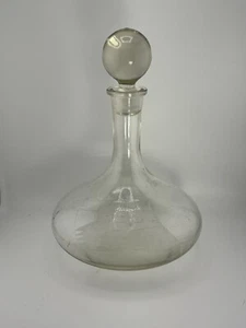 "Decanter vintage grande vetro barca a vela incisa nave con tappo 10"" - Foto 1 di 6