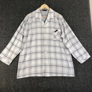 Vtg Montagut Paris Shirt Men Large White Check Lightweight Long Sleeve Button Up - Picture 1 of 15