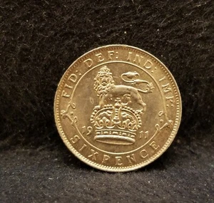 Gran Bretaña 1911 6 peniques de plata, Jorge V, mejor calidad, KM-815 (GB2) - Imagen 1 de 8