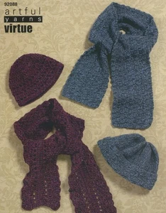Artful Yarns Pattern 92088 Virtue Knitting and Crochet Hat & Scarf Sets Adults - Picture 1 of 3