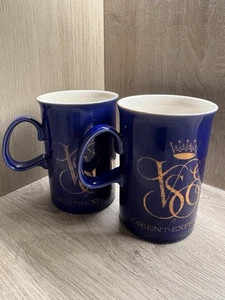 Par de tazas Dunoon Orient Express de oro azul hechas en Escocia coleccionables - Imagen 1 de 13