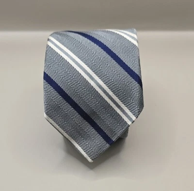 Corbata Brooks Brothers Makers seda algodón rep gris azul marino espiga oficina clásica Foto 1 de 4