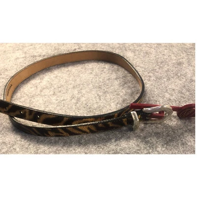 Brighton Leather Silver Leopard Print Skinny Belt Size 34 NEW  - Image 1 of 4