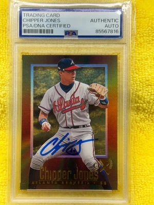 Chipper Jones 1997 eX-2000 Firmado Automático PSA/DNA Braves En Tarjeta IP Foto 1 de 2