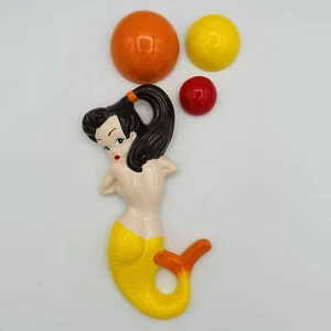 Mermaid Chalkware Kitsch Kitschy Wall Plaque Mid-Century Retro Fish VTG Style - Picture 1 of 2