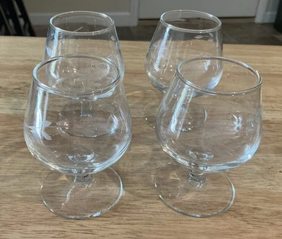 Vintage Set Of 4 Etched Brandy Snifter 4” Stemmed Glasses Libbey? - Image 1 of 2