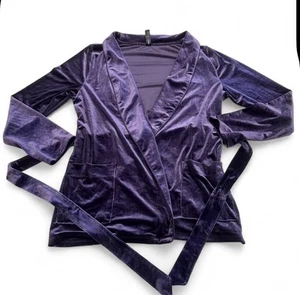Ambrielle Sleepwear Women’s Size Medium Purple Wrap Style Attached Self Tie Lace - Picture 1 of 9