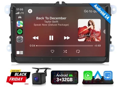 For VW Caddy Touran Golf Android 14 Car Stereo Radio GPS Sat Nav FM WiFi CarPlay - Image 1 of 4