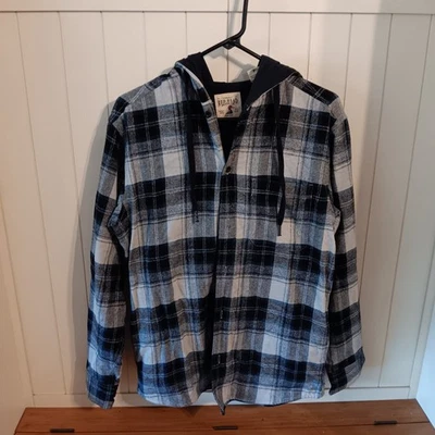 Redhead Blue Plaid Men's Button Up With Hood, Size Small - Image 1 of 4