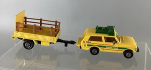 MATCHBOX SUPER KINGS RANGE ROVER #K89 KEILDER FOREST WITH ITS TRAILER NO LADDER - Picture 1 of 3