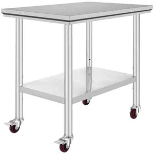 35 x 24 x 33 in. Stainless Steel, 700LBS. Capacity, 4 Wheels, 3-Level Height Adj - Picture 1 of 8