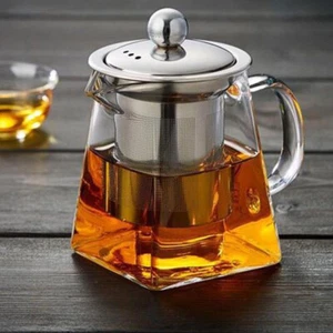 350-1450ML Heat Resistant Glass Teapot w/Strainer Filter Infuser Office Tea Pot - Picture 1 of 28