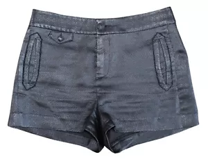 $275 Women's Rag & Bone Tatiana Black Metallic Jacquard Wool Blend Shorts Size 6 - Bild 1 von 4