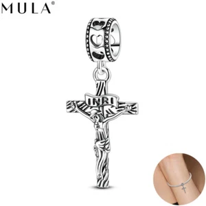 MULA Fine 925 Sterling Silver Retro Cross Pendant DIY Charm For Women Bracelet - Picture 1 of 6