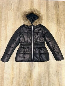 R 1881 S.Rothschild Kids Girls Black Puffer Jacket w/Fur Lined Hood Size S 7/8 - Picture 1 of 6