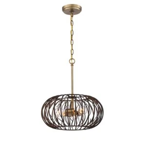 Designers Fountain Pendant 3Light 60W BrushGold Makamae PaintedShade Medium Base - Picture 1 of 5