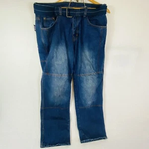 RAC3 Mens Motorbike Denim Jeans Trousers Lined 38 Short Blue With Belt - Picture 1 of 9