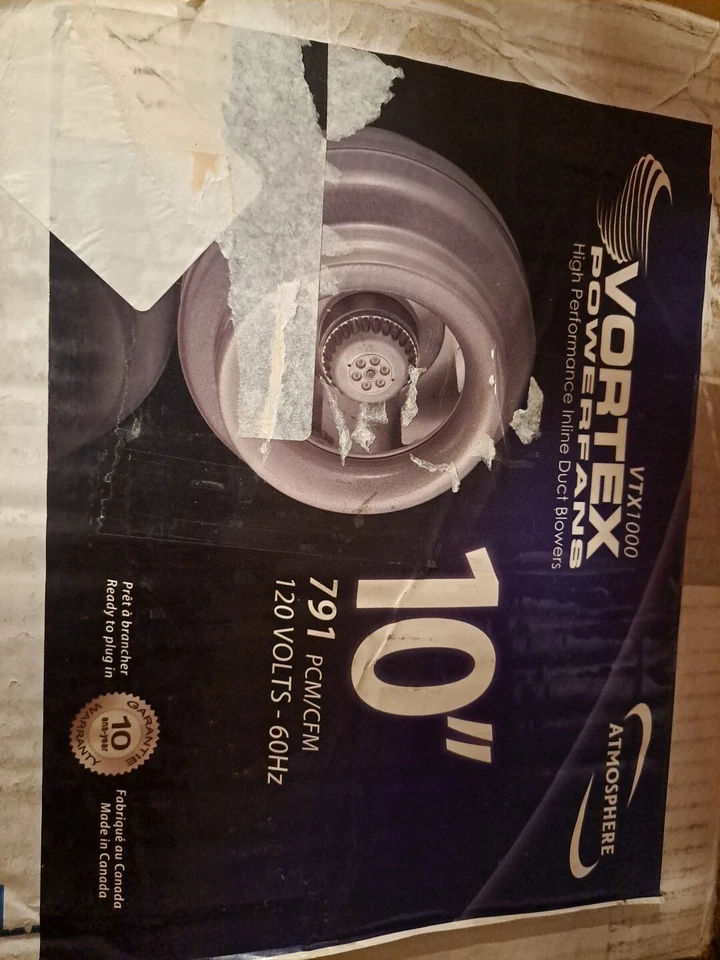 Vortex 10" 791 CFM VTX1000 Powerfan Centrifugal Blower - Image 1 of 1