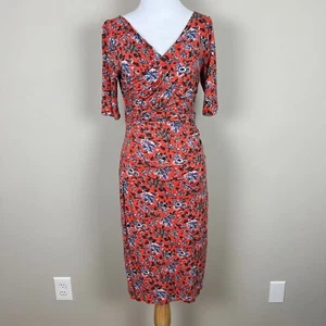 Boden Rita abito tencel increspato donna 6R arancione floreale Eden tubino pittoresco 6 - Foto 1 di 14