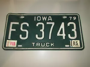 1979 Iowa IA Camion Commerciale Targa Verde FS 3743 USA Autentica Febbraio 1985 - Foto 1 di 2