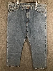 Wrangler Jeans Men's 44x30 Relaxed Fit Blue Denim Straight Leg High Rise - Foto 1 di 11