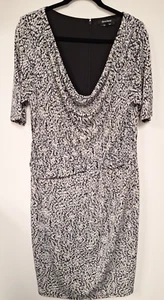 Diana Ferrari Dress Size 16 Sleeveless Ruched Black And White Evening Business - Picture 1 of 7