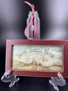 Primitive Country Print *Home Sweet Home" Saltbox Houses Willow Trees 8.5"X 5" - Picture 1 of 7