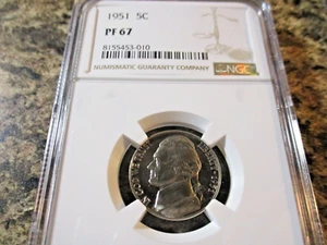 1951 JEFFERSON NICKEL PROOF NGC PR 67 010 - Picture 1 of 2