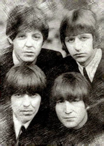 The Beatles Promo B&W Facsimile Autograph Sketch Card - Picture 1 of 2