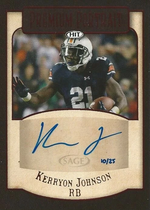 2018 SAGE HIT Kerryon Johnson AUTO #/25 Detroit Lions Auburn SCARCE - Image 1 of 2