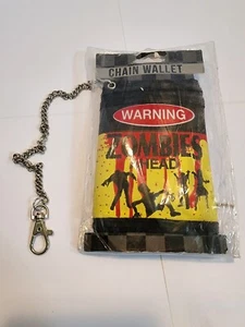 Wallet Zombie Warning Zombies Ahead Outbreak Tri Fold Wallet Black Yellow Red - Picture 1 of 11