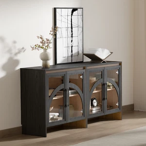 Accent Cabinet with Glass Doors,Sideboard Buffet Cabinet with Storage,2PCS - Picture 1 of 8